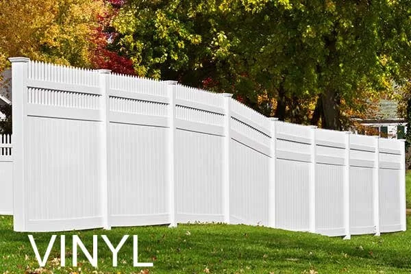wooden vinyl fence around a house